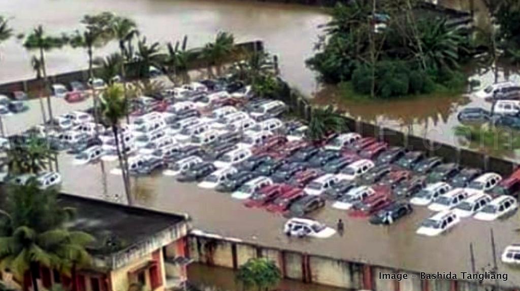Unsold cars in flood