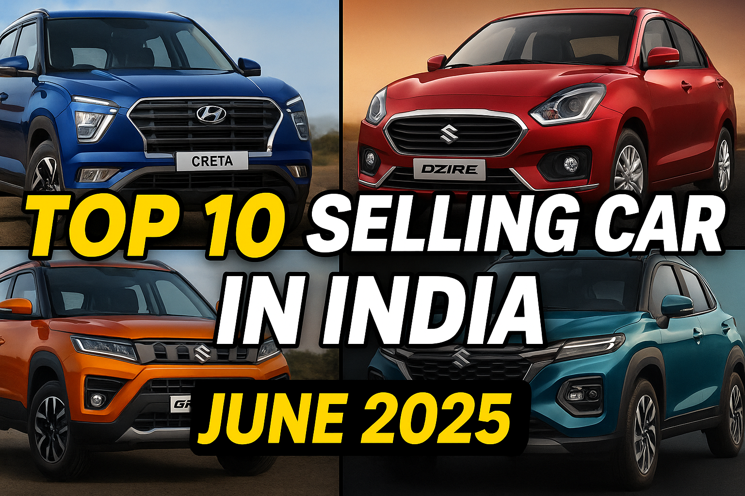 Top 10 Selling cars in India in June 2025